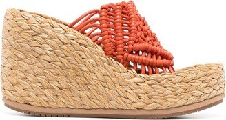 110mm Woven-Leather Wedge Sandals