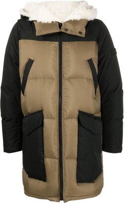 Shearling-Lined Down-Padded Coat