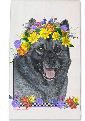 Norwegian Elkhound Dog Floral Kitchen Dish Towel Pet Gift | Dts746