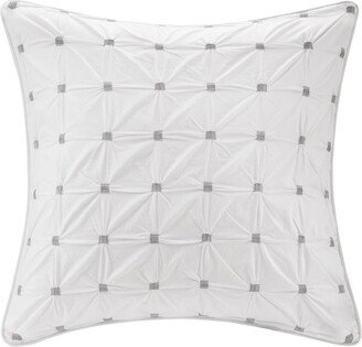 Ink and Ivy INK+IVY Jane White Embroidered Tufted Cotton Percale 26 x 26-inch Euro Sham Hidden Zipper Closure