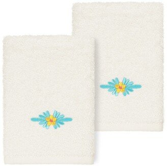 Feliz Embellished Washcloth - Set of 2 - Cream