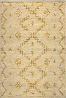 Handmade Moroccan Julianne Jute Area Rug, 6' x 9', Beige