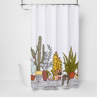 Plants Print Shower Curtain Green