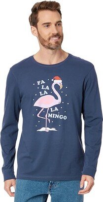 Falalalamingo Long Sleeve Crusher-Lite Tee (Darkest Blue) Men's Clothing