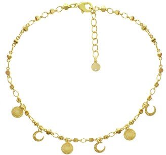 And Now This Moon and Disc Charm Anklet in Gold or Silver Plate