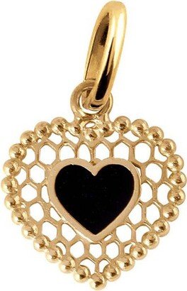 Black Lace Heart Yellow Gold Charm