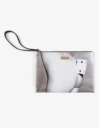 Womens Grey Toiletpaper Loves Two of Spades Pouch bag