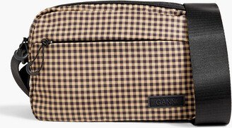 Appliquéd checked shell shoulder bag