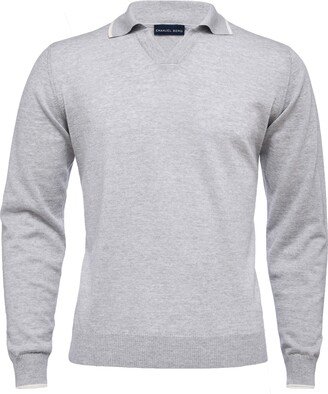 Light Gauge Wool & Cotton Blend Polo Sweater