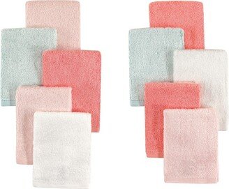 Baby Girl Rayon from Bamboo Luxurious Washcloths, Coral Mint, One Size