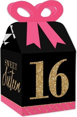 Big Dot Of Happiness Chic 16th Birthday - Pink Black Gold - Square Favor Gift Boxes - Bow Boxes 12 Ct