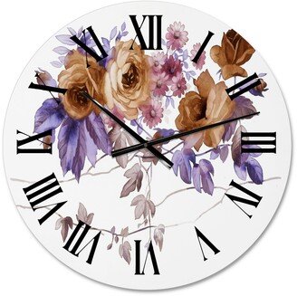 Designart 'Purple Wildflowers IV' Traditional wall clock