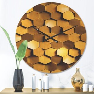 Designart 'Golden Honeycomb Wall Texture' Modern Wood Wall Clock
