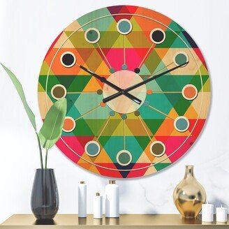 Designart 'Diamond Retro IX' Mid-Century Modern Wood Wall Clock