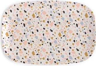 Serving Platters: Terrazzo Coral - Gold Serving Platter, Beige