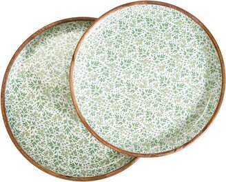 Two's Company Set Of 2 Countryside Hand-Crafted Round Trays