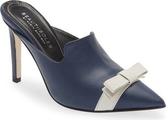 Beautiisoles by Robyn Shreiber Made in Italy Lisa Navy Dressy Work Evening Stiletto Leather Mule