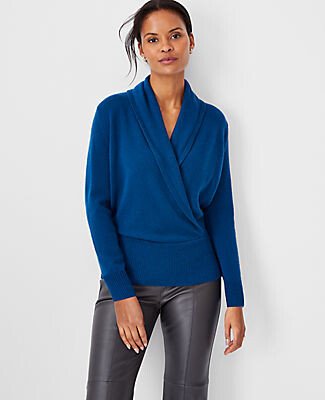 Cashmere Shawl Collar Wrap Sweater