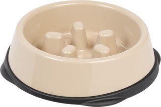 Iris Usa Slow Feeding Bowl for Short Snouted Pets, Beige/Black - Beige/Khaki