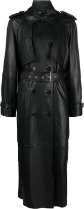 Belted Leather Trench Coat-AC