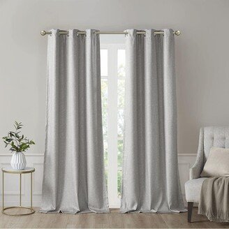 Gracie Mills Polyester Printed Faux Silk Total Blackout Window Panel Pair, Grey - 42x84