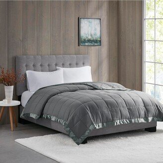 Gracie Mills 1-pc Windom Microfiber Down Alternative Stain Resistant Blanket, Charcoal - Twin