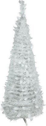 Northlight 6' White Tinsel Pop-Up Artificial Christmas Tree, Unlit