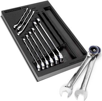 Powerbuilt 11 Piece Pro Tech Sae Reversible Ratcheting Combination Wrench Set