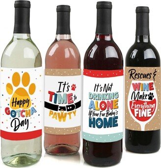 Big Dot Of Happiness Happy Gotcha Day - Pet Adoption Party Decor - Wine Bottle Label Stickers - 4 Ct