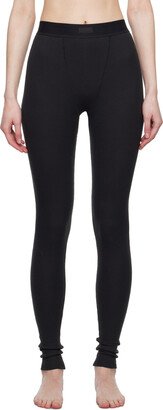 Black Cotton Rib Leggings