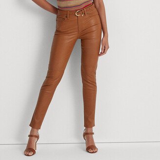 Ralph Lauren Stretch Leather Skinny Ankle Pant