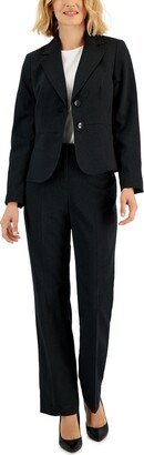 Women's Two-Button Pinstriped Pantsuit, Regular & Petite