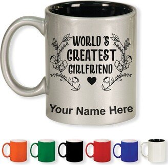 11Oz Round Ceramic Coffee Mug, World's Greatest Girlfriend, Personalized Engraving Included