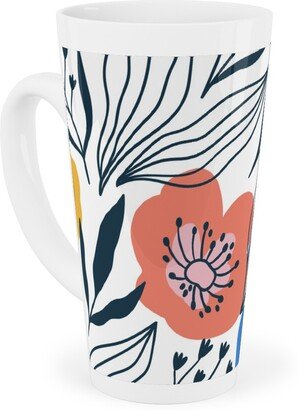 Mugs: Colorful Flowers - Multi Tall Latte Mug, 17Oz, Multicolor