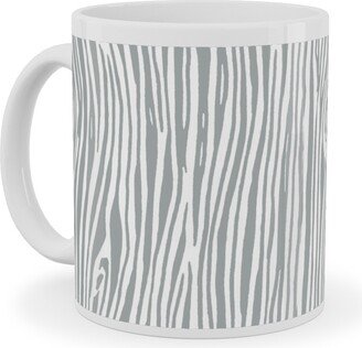 Mugs: Woodgrain - Gray Ceramic Mug, White, 11Oz, Gray