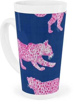 Mugs: Leopard Parade Tall Latte Mug, 17Oz, Blue