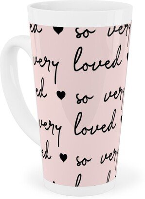 Mugs: So Very Loved - Pink And Black Tall Latte Mug, 17Oz, Pink