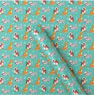 25 sq ft Cats Christmas Gift Wrap Green - Wondershop™