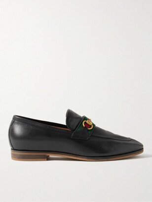 Paride Webbing-Trimmed Horsebit Leather Loafers