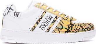 Graffiti-Printed Lace-Up Sneakers