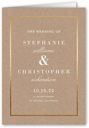 Wedding Program Cards: Simple Solid Frame Wedding Program, Beige, 5X7, Pearl Shimmer Cardstock, Square