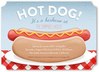 Bbq Invitations: Hotdog Barbecue Summer Invitation, Blue, 5X7, Pearl Shimmer Cardstock, Ticket