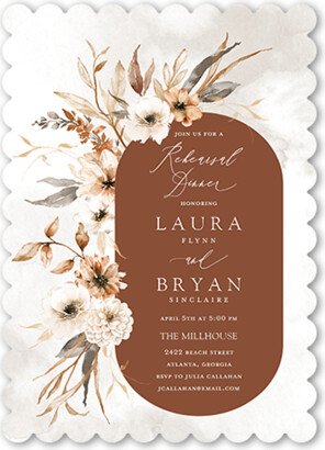 Rehearsal Dinner Invitations: Wild Botanic Rehearsal Dinner Invitation, Orange, 5X7, Matte, Signature Smooth Cardstock, Scallop