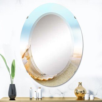 Designart 'Shell With A Pearl' Nautical & Coastal Printed Wall Mirror