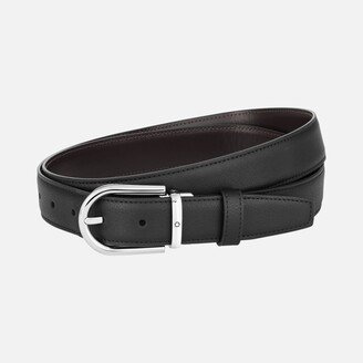 Horseshoe Buckle Black/brown 30 Mm Reversible Leather Belt