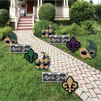 Big Dot Of Happiness Mardi Gras - Lawn Decor - Outdoor Masquerade Party Yard Decor - 10 Pc