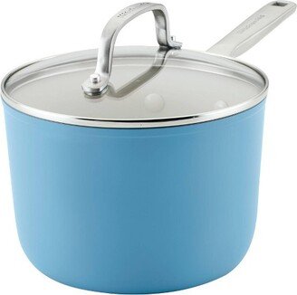 Hard Anodized 3qt Nonstick Ceramic Cookware Sauce Pan - Blue Velvet