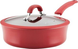 Cook + Create Aluminum Nonstick Saute Pan with Lid 3qt Red