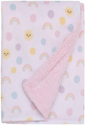 Happy Days Rainbows, Sun and Polka-Dot Super Soft Sherpa Baby Blanket