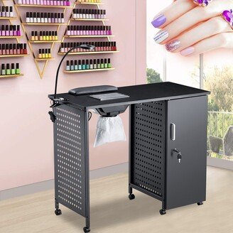 Manicure Table Nail Desk w/Electric Downdraft Vent, Wrist Rest, LED